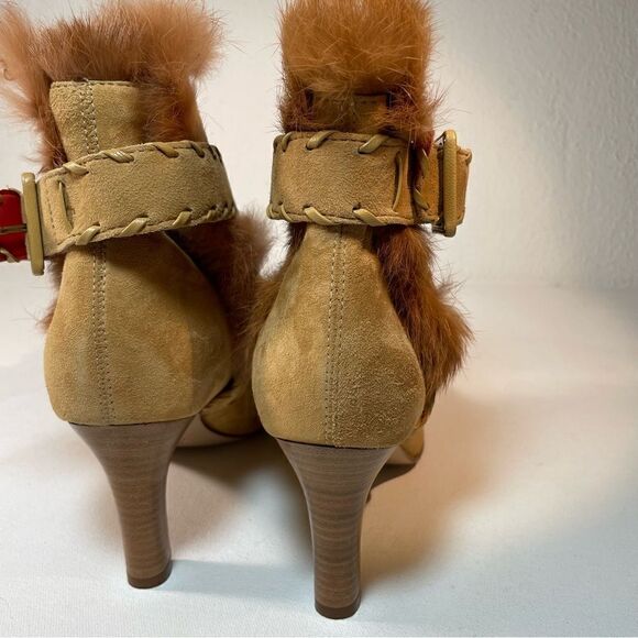 Antonio Melani suede fur trimmed stiletto ankle booties 6 - Picture 11 of 13